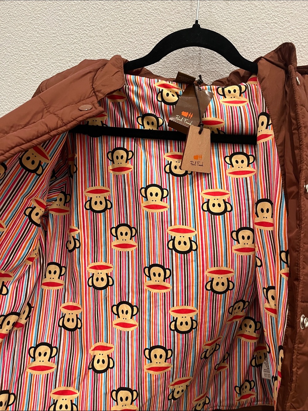 NWT Vintage Y2K Paul Frank Quilted Puffer Jacket in Rust Medium - Picture 4 of 4